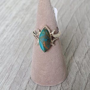 Marquise Shaped Kingman Turquoise Ring, Size 8